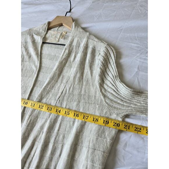 Qi Womens Large Cotton Open Cardigan Gray Sweater Boho Peasant Flare Sleeves - Picture 6 of 8
